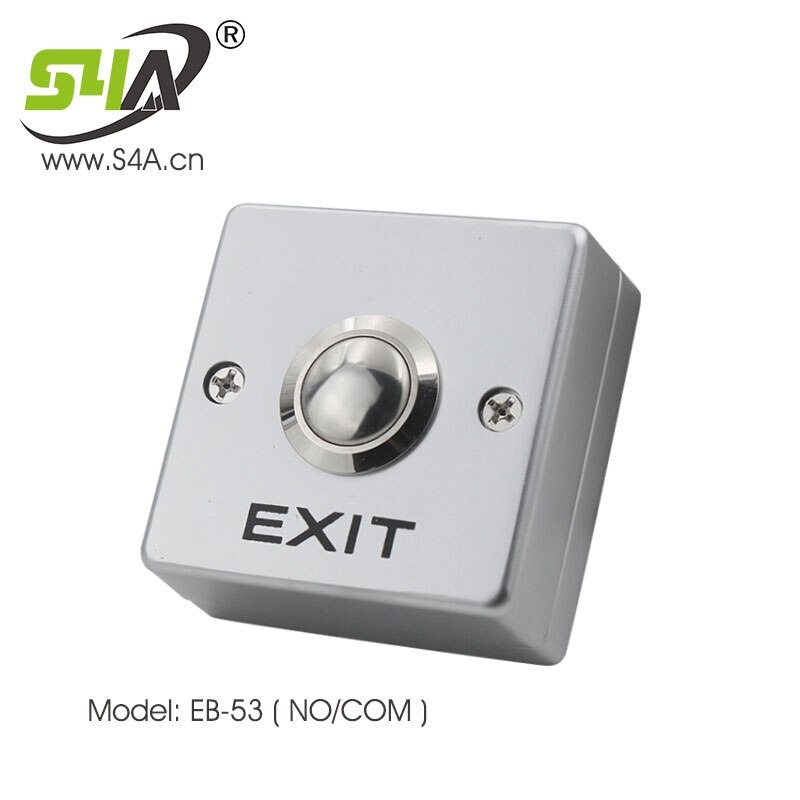 Exit Button with LED Light for Access Control Zinc Alloy Material the Bottom Box Door Push Exit Release Mushroom Button Switch: 4pcs EB-53