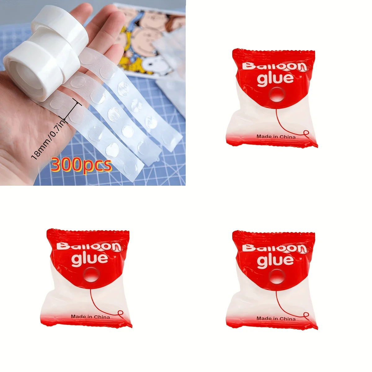 100-1000 stuks lijm voor ballonnen, lijm voor plafond/muur, feestdecoraties en dubbelzijdige lijm voor kantoorbenodigdheden