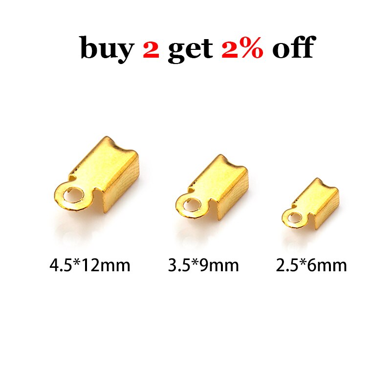 Lot de 200 pièces de perles à sertir pour fermoirs, capuchons d&#39;extrémité de cordon, Clip en cuir et ruban, pliable pour la fabrication de bijoux, connecteurs de collier à faire soi-même