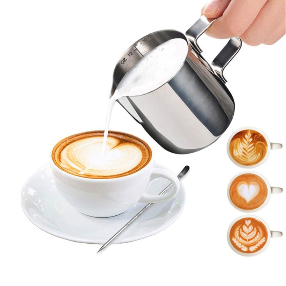 100/150/200ml rostfritt stål mjölkskummande skumkanna latte art espresso cappuccino mjölkkanna skumverktyg kaffe