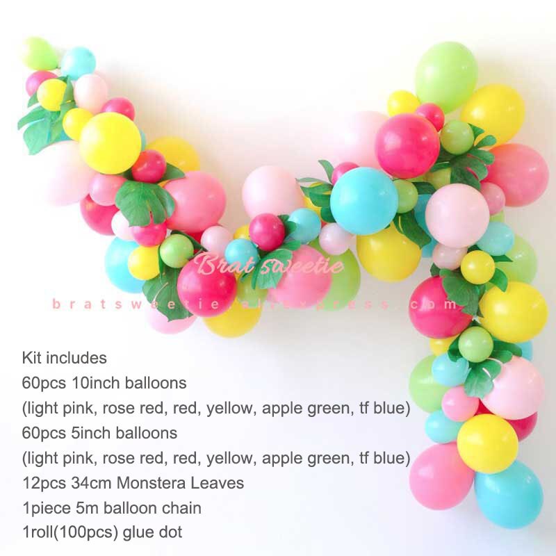 Hawaii fest aloha hawaiianskt halsband klänning bord kjol leis krans flamingo flickor födelsedagsfest dekorationer tillbehör: Tropisk ballongset