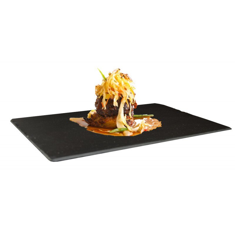 SET DE 4 PLATOS DE PIZARRA JOCCA. PIEDRA NEGRA SOLIDA RECTANGULAR. BANDEJA PARA COMIDA. PERFECTO PARA SUSHI, BARBACOA, BISTEC...
