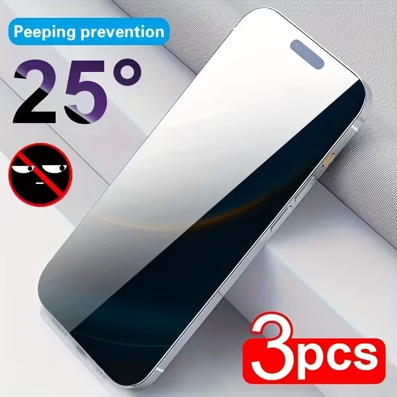 3PCS Privacy Screen Protector For iPhone 15 14 13 12 Pro Max Full Anti-Spy Glass 11 XS XR 7 8Plus Private