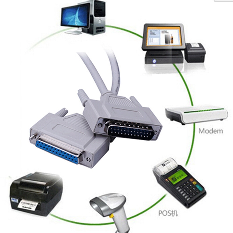 25Pin DB25 Parallel Male to Female LPT Printer DB25 M-F Cable 1.5M Computer Cable Printer Extending Cable 25 Pin LPT