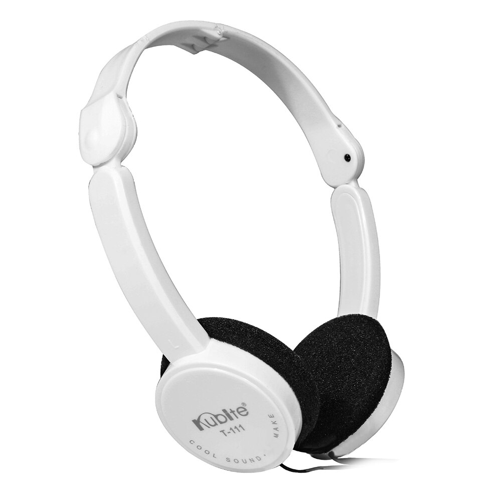 Intrekbare opvouwbare over-ear hoofdtelefoon met microfoon stereobas voor kinderen: Wit