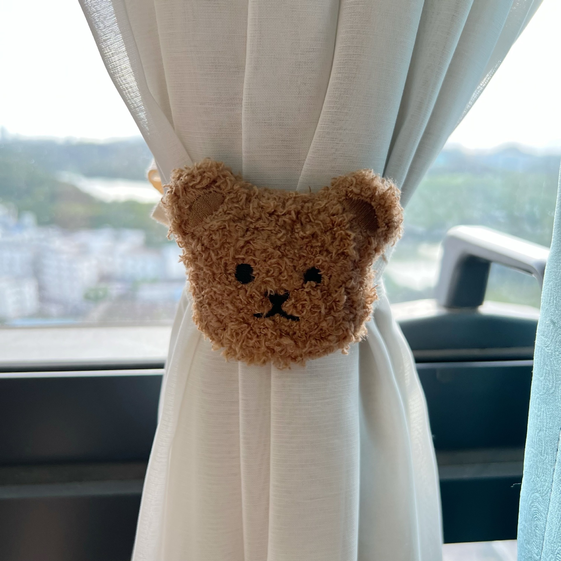 Rideau à fleurs ours Kawaii, boucle suspendue, accessoires de rideau, décoration de maison, corde à cravate: Bourgogne