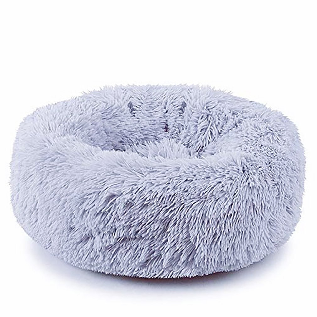 Pet Nest Bed Cats And Dogs Round Plush Material Winter Practical Pet Mats Suitable For Small And Medium Pets: Light Grey / 60x60cm