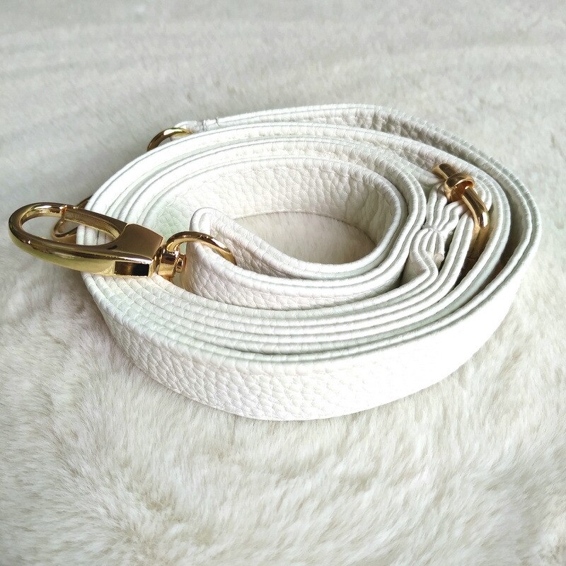 PU Læder Skulderrem Taske Tilbehør DIY Crossbody Justerbar Taske Bælte Rem Håndtaske Rem Kvinder Gul Spænde: Hvid