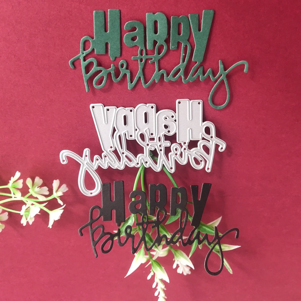 Gefeliciteerd met je verjaardag engelse kunst lettertype combinatie metaal snijmal plakboek doe-het-zelf fotoalbum kaart sjabloon papiertechnologie