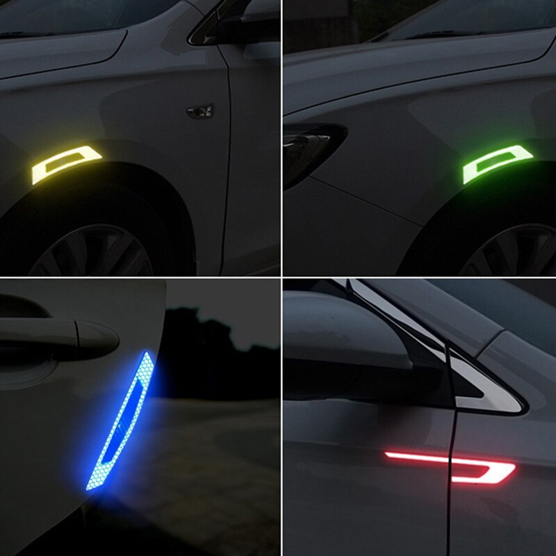 2Pcs/Set Car Reflective Safety Warning Strip Tape Car Bumper Reflective Strips Secure Reflector Stickers Decals