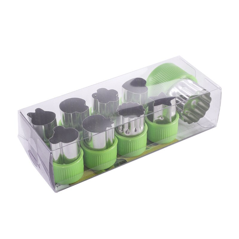 Rice Vegetable Fruit Cutter Mold 9Pcs/set Flowers Cartoon Cutter Mold Stainless Steel Cake Cookie Biscuit Cutting Shape Tools: Green
