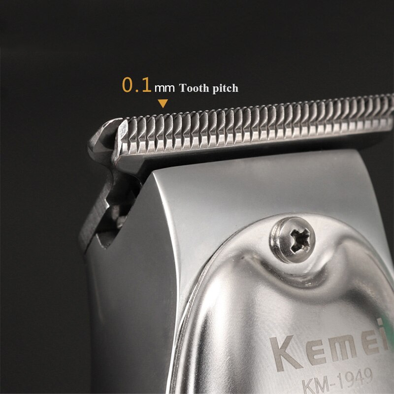 Kemei 1949 Hair Clipper All Metal Men Electric Cordless Hair Trimmer 0mm Baldheaded T Blade Finish Haircut Machine