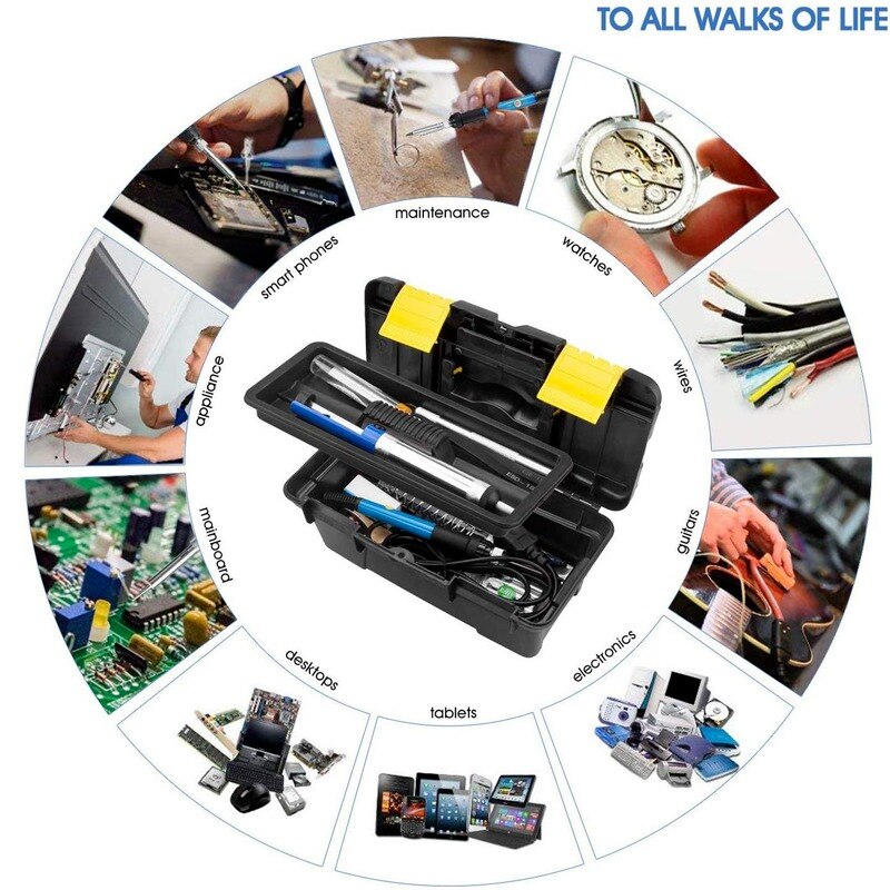 Adjustable Temperature Soldering Iron Kit Electronic 60W solder welding wires Soldering Iron Tips with Portable Toolbox solder