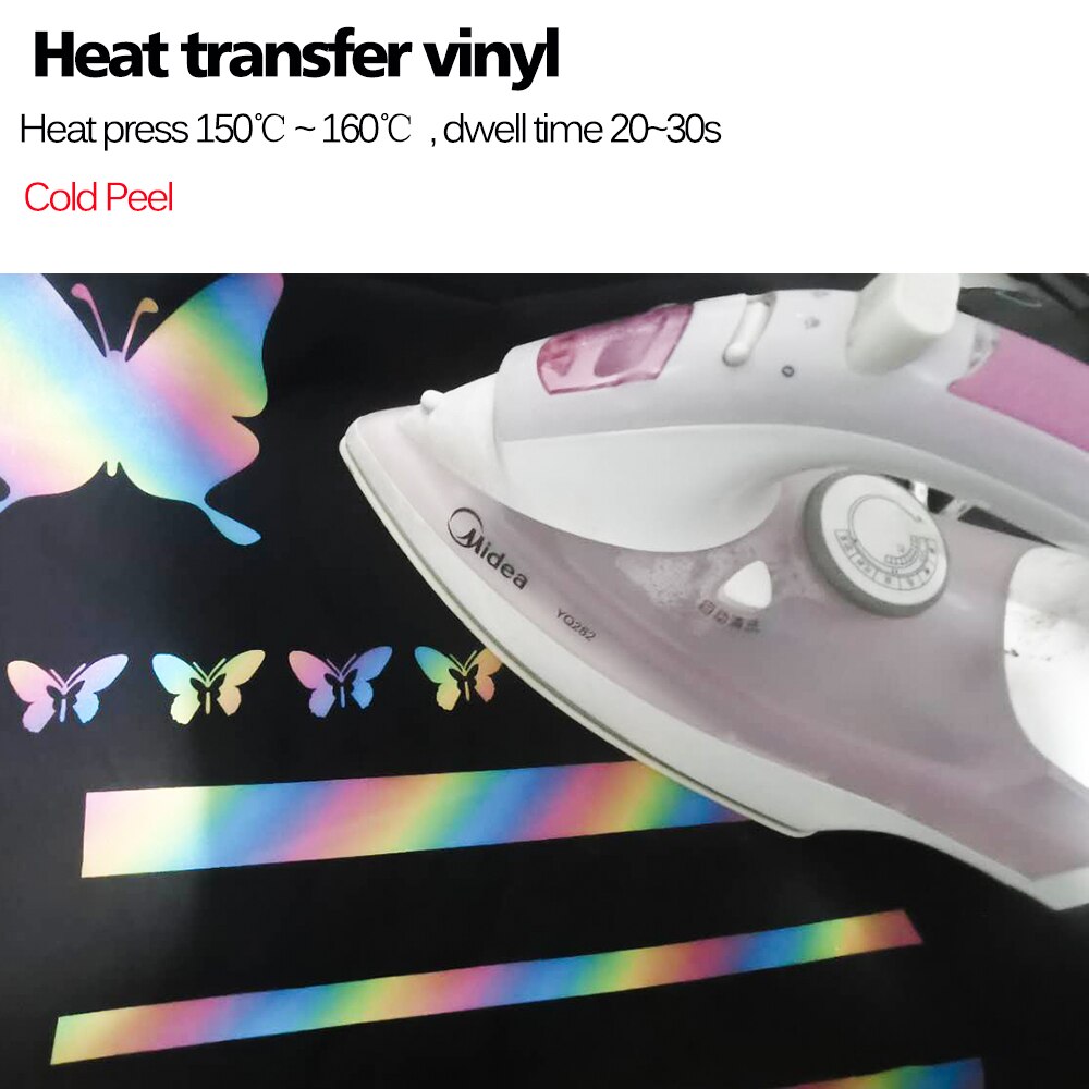 Iron on Rainbow Silver Reflective Tape Heat transfer Vinyl Film DIY Tape For Clothing