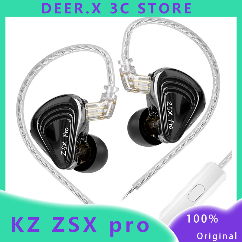 Kz ZSX pro Wired Headset 12-Driver Hybrid In-Ear Hi-Fi Monitor Music Gaming Headset Custom Dual-Pin Interchangeable Cables