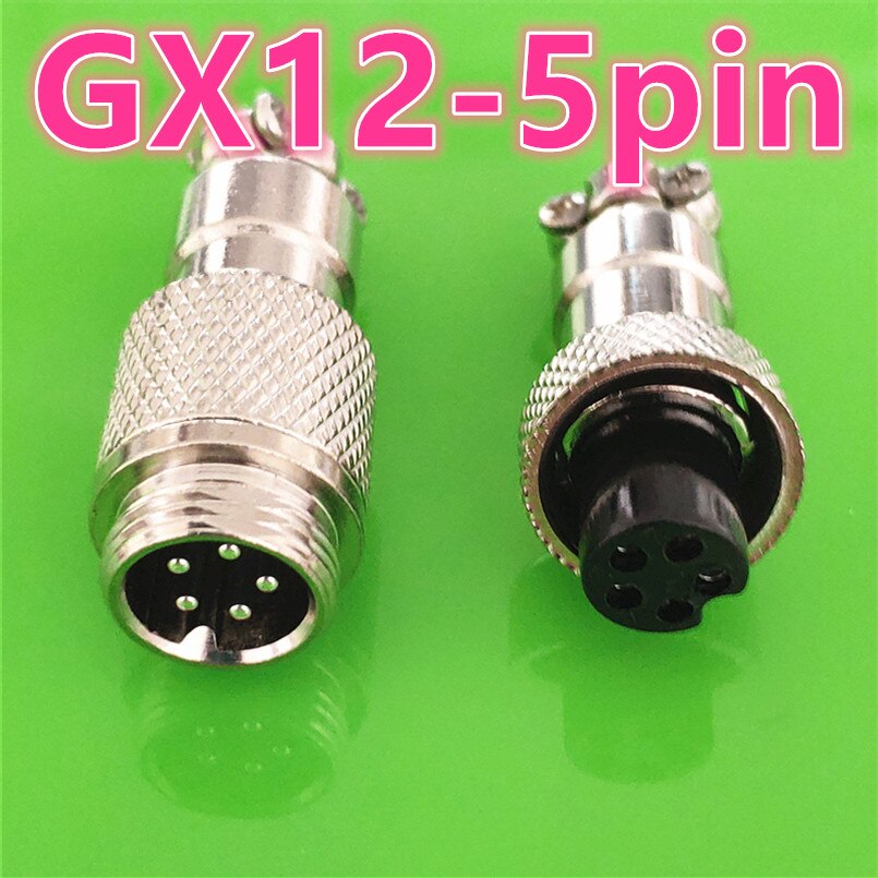 1 sett  gx12 butting dokking hann og hunn 12mm sirkulære flyuttak plugger 2/3/4/5/6/7 pinner ledning panel kontakter: Gx12 5 pin