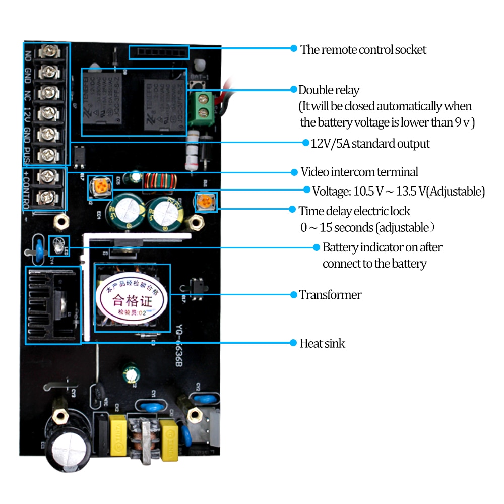 AC90V/260V 5A access control power supply box for all kinds of electric door lock with time delay-DYX5A