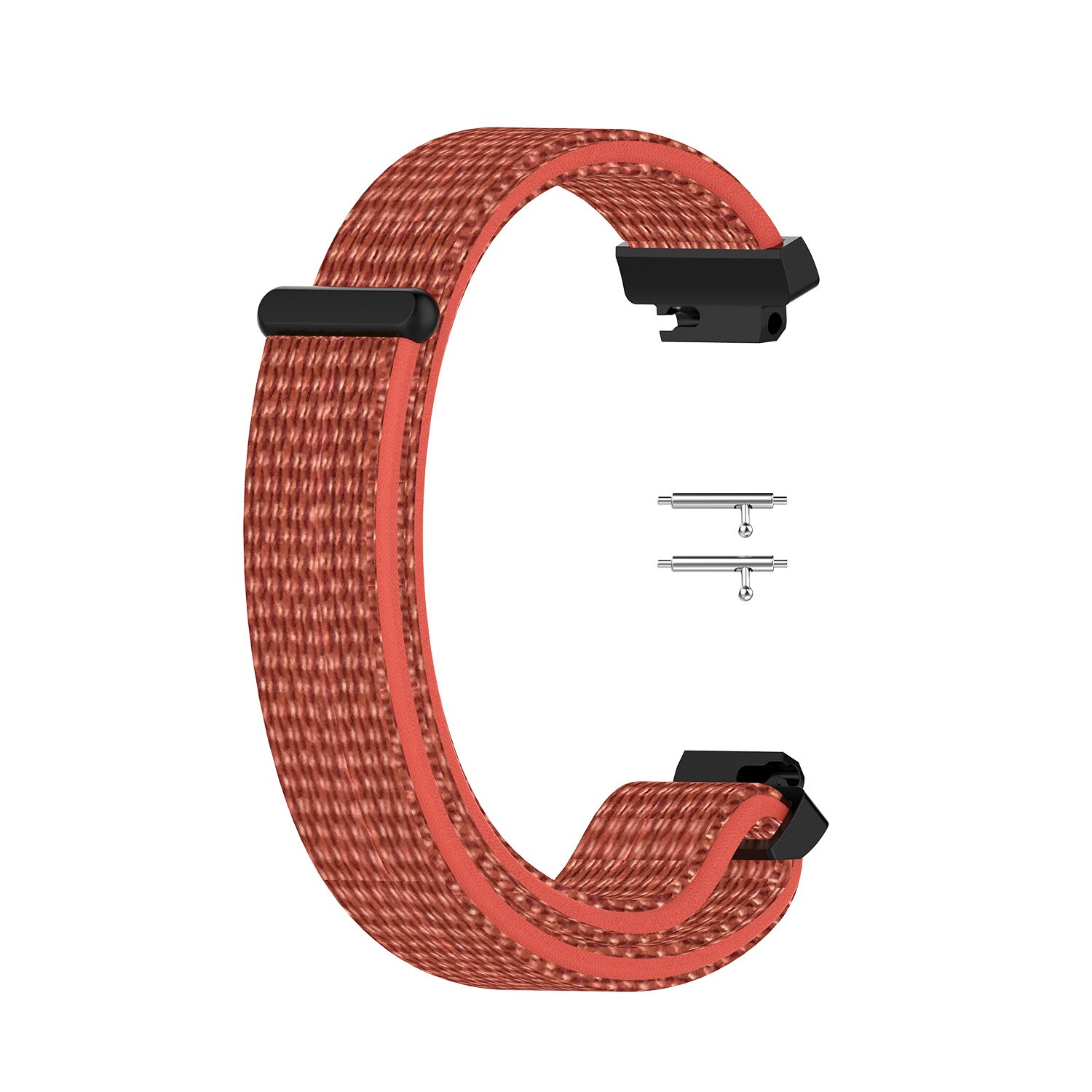 Zachte nylon loopbackband, geweven klittenband polsband, horlogeband voor fitbit inspire hr/inspire smartwatch: Abrikozen perzikpuff