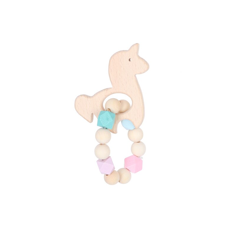 Baby Armband Dier Vormige Sieraden Tandjes Voor Baby Organische Houten Siliconen Kralen Speelgoed Accessoires Hout Kinderziektes Speelgoed: 7