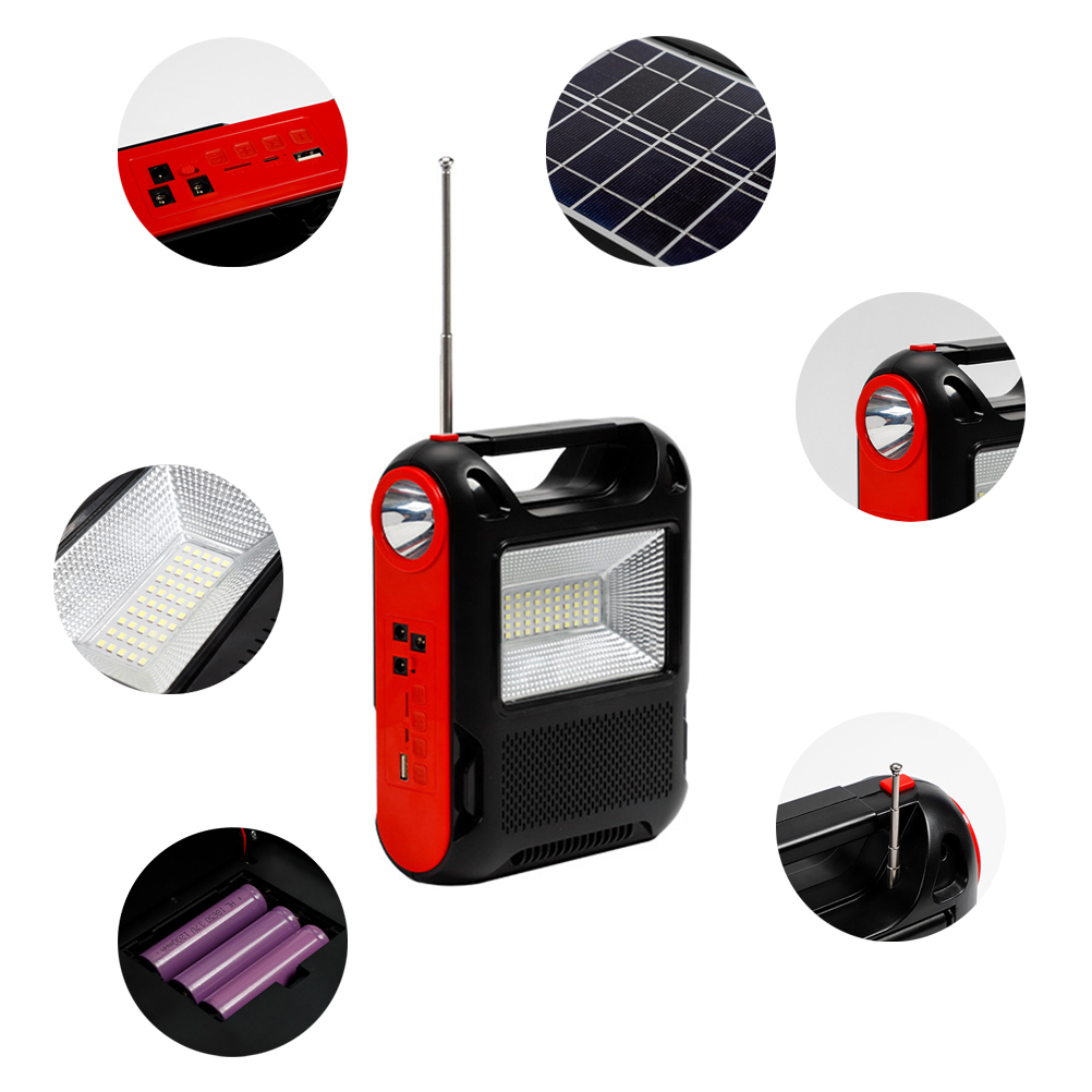Solar Radio Oplaadbare Emergency Radio Met Am/Fm Draagbare Zaklamp Multifunctionele Power Bank Led Leeslamp