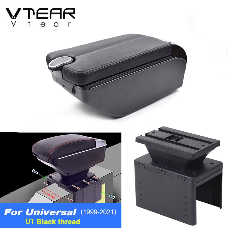 Vtear Voor Renault Megane Twingo Armsteun Interieur Center Console Storage Box Armsteun Auto-Styling Decoratie Accessoires Onderdelen: F Black thread
