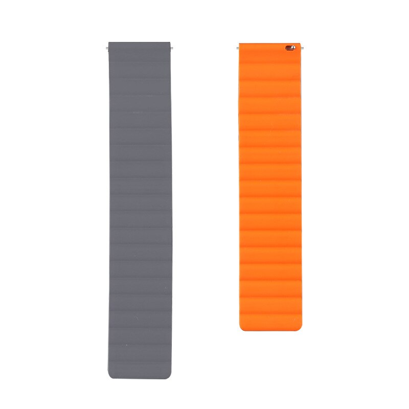 Bracelet en Silicone 20mm 22mm pour Huami Amazfit GTS3 GTS 2e 2 mini / Pace Stratos/ GTR3 GTR/Bip Lite S U, boucle magnétique: 9 Gray orange / For 22mm