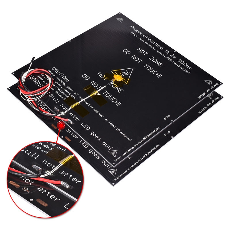 BIQU MK2A 300*300*3,0mm rampas RepRap 1,4 placa de aluminio PCB para Mendel para impresora 3D MK2B