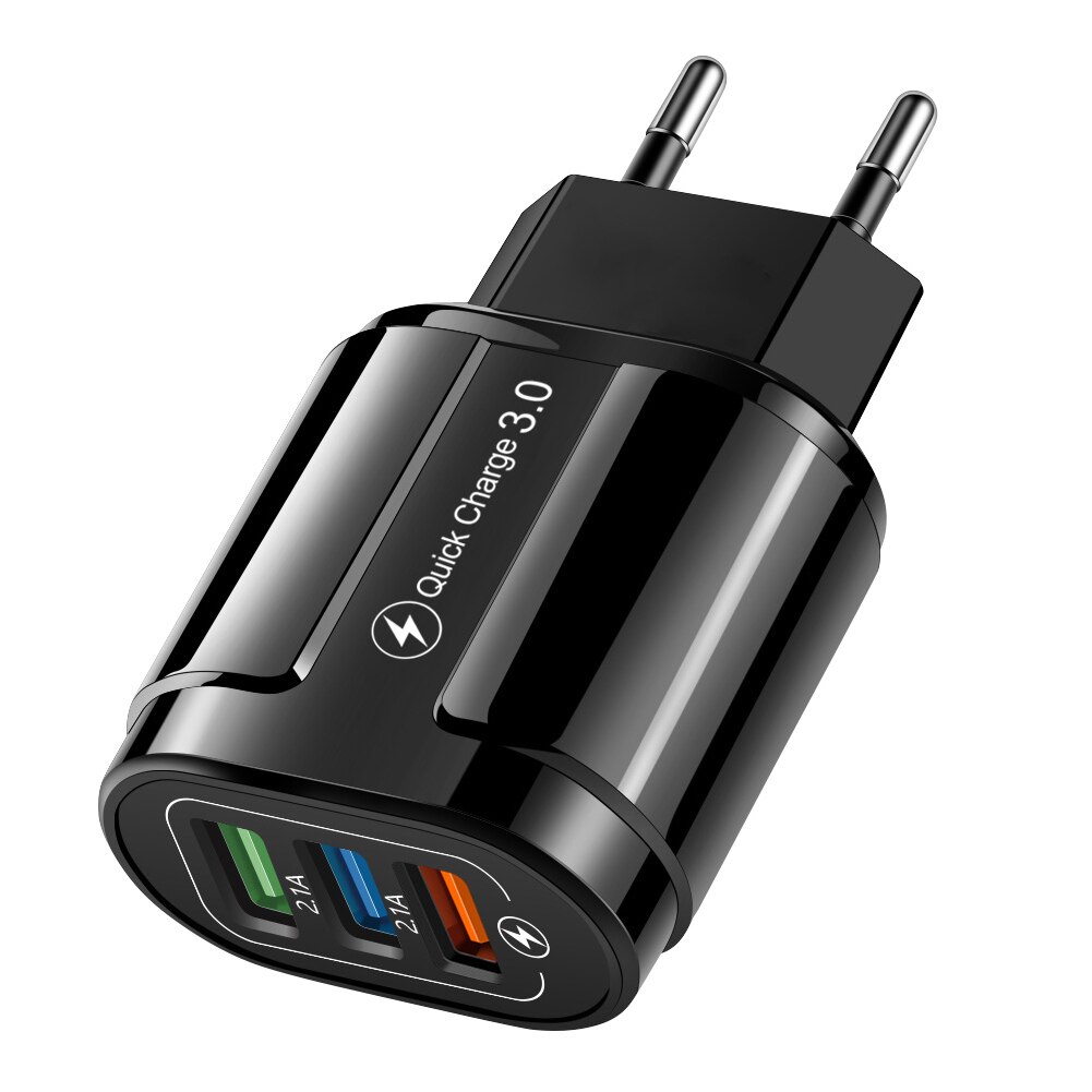 3 Hafen USB Ladegerät 3,1 EINEN Schnellen Ladung 3,0 Universal- Zauberstab Telefon Tablette Schnelle Ladung Adapter für iPhone für Samsung UNS EU Stecker: schwarz / EU