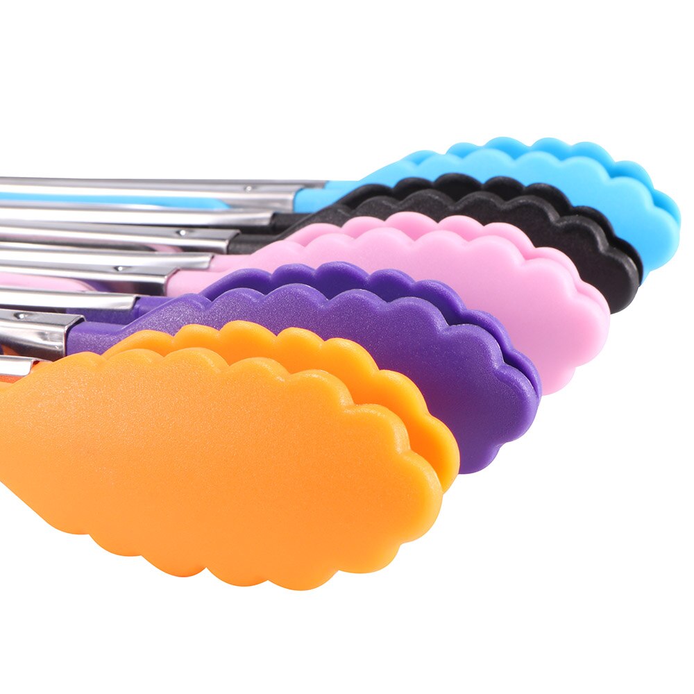 Pinzas de silicona para comida, acero inoxidable, antideslizantes, para cocina, barbacoa, utensilios para ensalada, accesorios de cocina