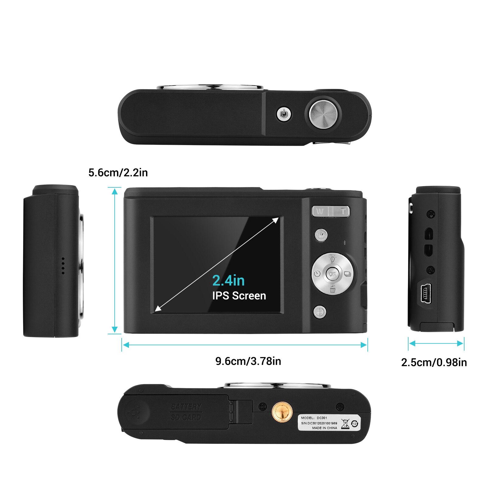 Andoer câmera digital 1080p detecção de rosto anti-agitação built-in 2 baterias dos pces 1/4 montagem com alça de mão transportar a câmera do malote