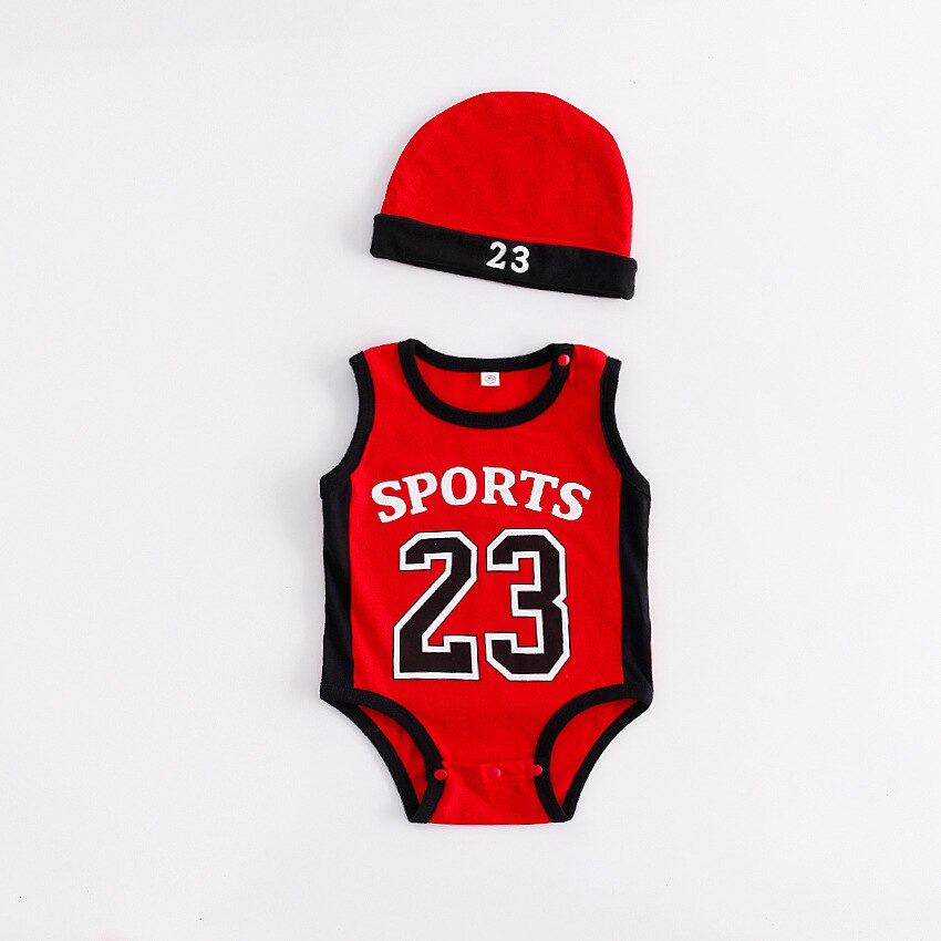 Baby Jongen Meisje Basketbal Kleding Set 2 Stuks Hooded Bodysuits Zomer Kind Trainingspak Korte Mouwen Sport Pak Baby Kleding