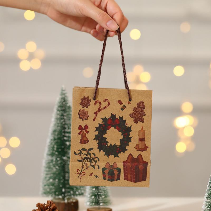 Christmas Decoration Bag Small Santa Claus Tote Bag Bag Exquisite Kraft Paper Children Bag Year Presents