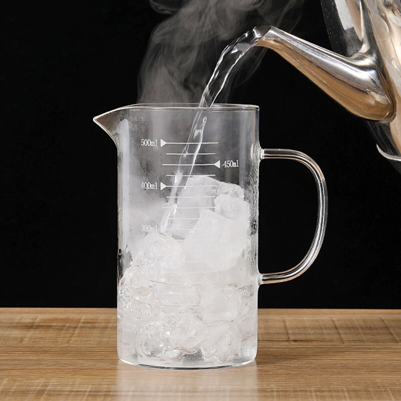 350/500/1000ml bambu / glaskåpa mätbägare bägare graderade burk butik vatten kopp hushållsartiklar köketillbehör