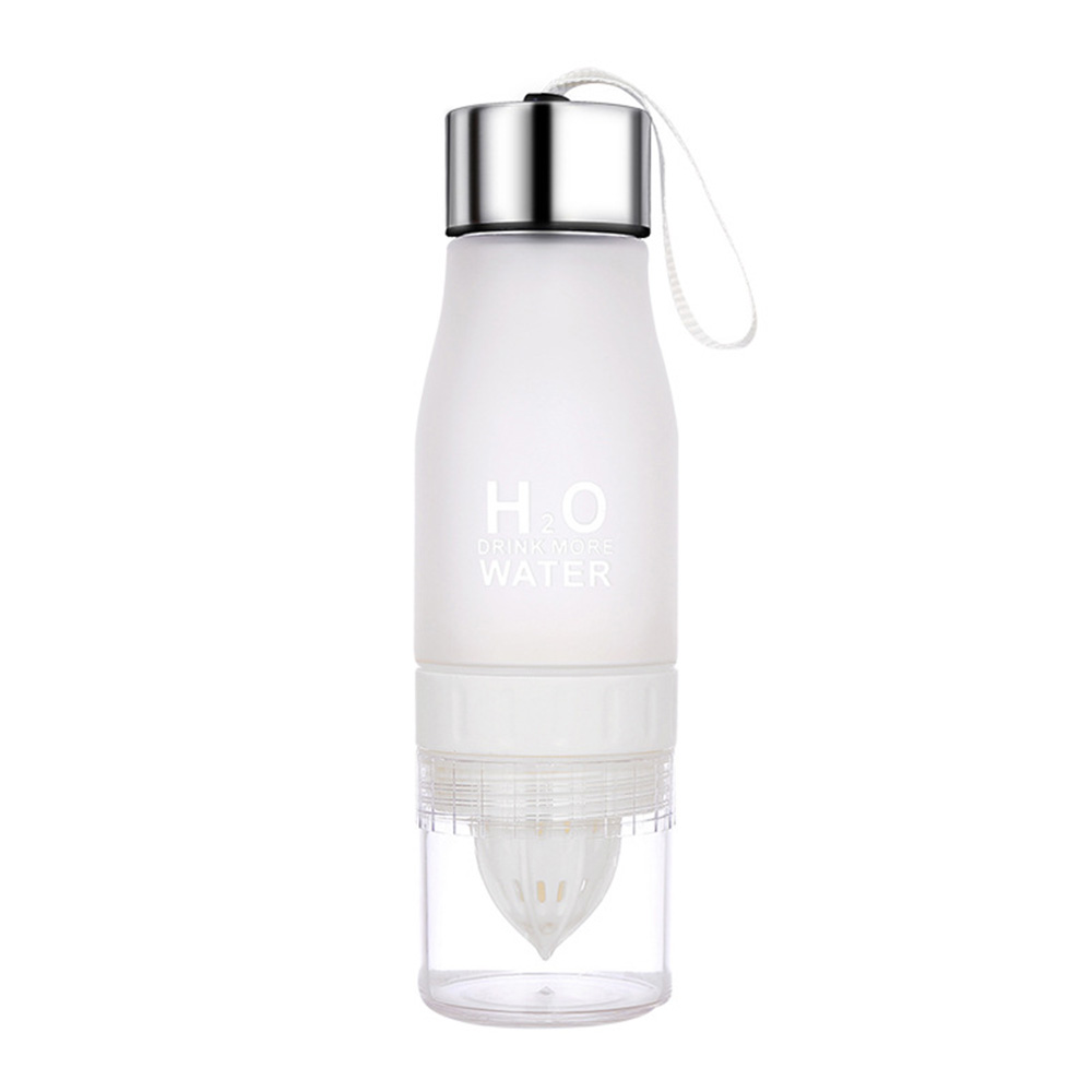 650ml vattenflaska plast frukt infusionsflaska infusionsanordning dryck utomhussport camping bergsklättring juice citron bärbar: Vit