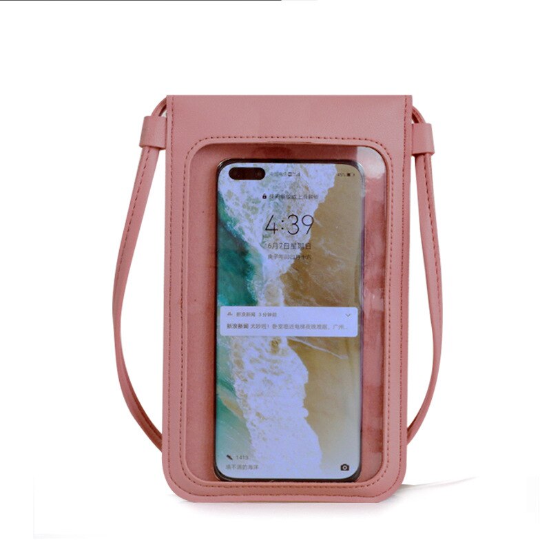 Shoulder Bags Mini Mobile Phone Bag With Back Side Clear Touching Screen Window Pu Leather Bag Touch Screen for iphone xiaomi