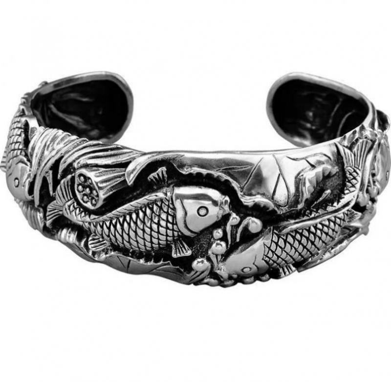 Fashiong Metal Huge Heavy Skull Motorcycle Exaggerated Punk Open Bracelet for Men Jewelry