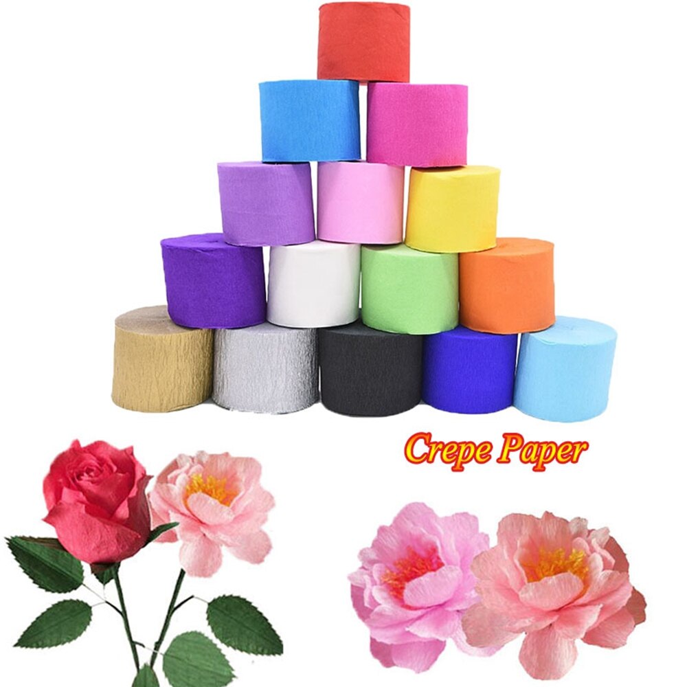 1 Roll 3.5 Cm * 10 M Crinkled Crêpepapier Bloem Wikkelen Diy Scrapbooking Craft Voor Verjaardagsfeestje Festival Kerst decoratie