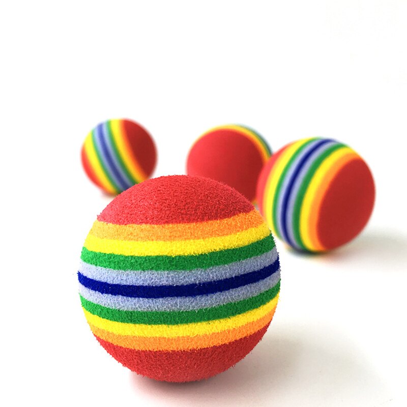 2 pièces arc-en-ciel chat jouet balle mousse balle interactif chat jouets jouer mâcher hochet Scratch EVA balle formation fournitures pour animaux de compagnie