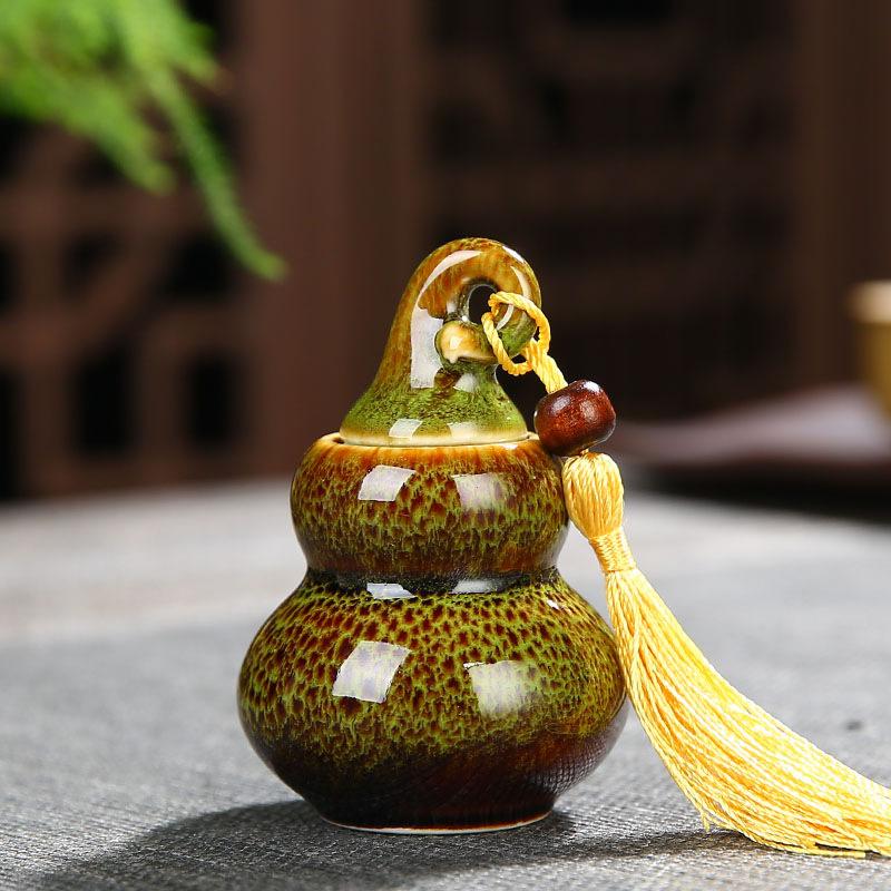 Contenedores de té de cerámica con forma de calabaza, lata de Caddies kungfú chino, recipiente de té, accesorios, tarro de té, latas, caja, casa, oficina, Teaware: 5