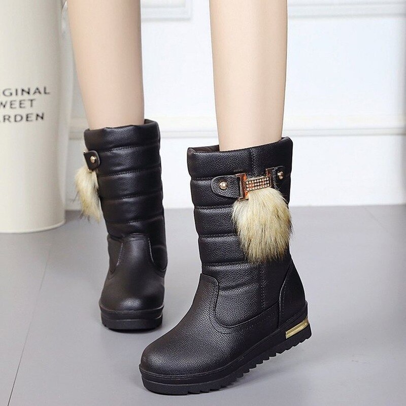 Neue Frauen Schnee Stiefel Damen Erhöhte Fersen Winter Stiefel Frauen Stiefel Weiße Warme Pelz Plattform Schuhe Frau