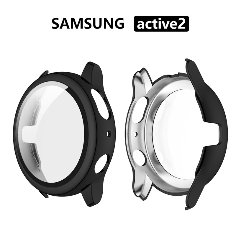 Pc plating + beschermhoes gehard glas voor samsung galaxy watch active 2 44/40mm bescherming active 2 44/40mm beschermhoes