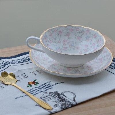British Afternoon Tea Set Bone China Coffee Cup Set European Ceramic Coffee Cup Saucer Set Black Tea Set: E
