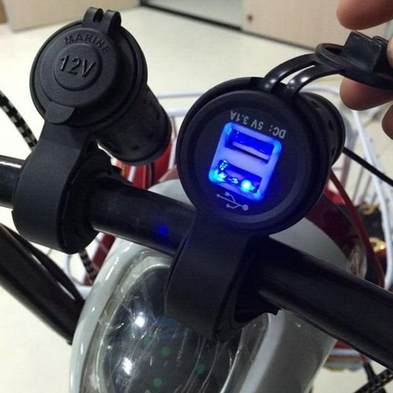 Waterdichte 12V-24V Motorfiets Lader Moto Stuur Usb Opladen Socket Power Charger Adapter Met 60 Cm Draad moto Accessoires