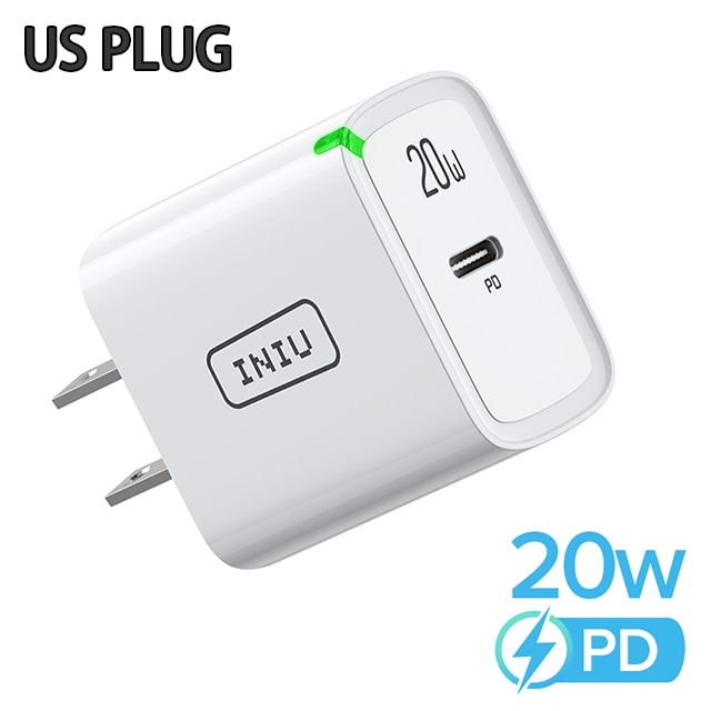 INIU – chargeur USB type-c 20W PD 3.0 QC4.0, charge rapide, pour téléphone iPhone 13/12/11 Pro Max, Samsung S21, Huawei, Xiaomi: US Plug PD 20W