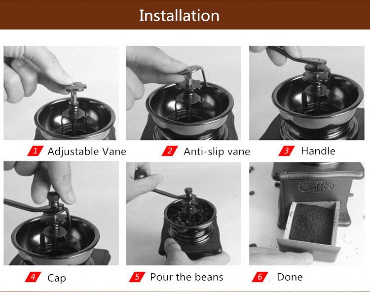 Classic Manual Ceramic Coffee Grinder Wooden Stainless Mill Coffee Kitchen Tools Clean Bean Adjustable Bowl Easy Steel