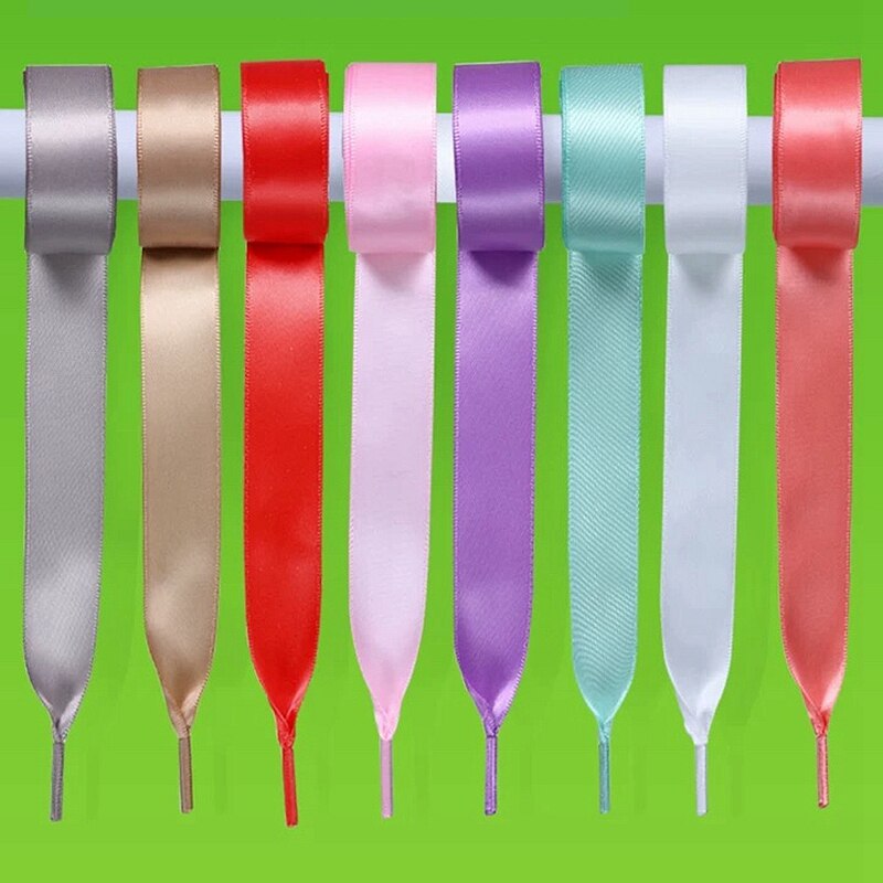 1 paar 2 CM Breite Satin- Schnürsenkel Flache Turnschuhe Schnürsenkel Seide Bänder Schnürsenkel 80CM 100CM 120CM 20 farben Schuh spitze S1
