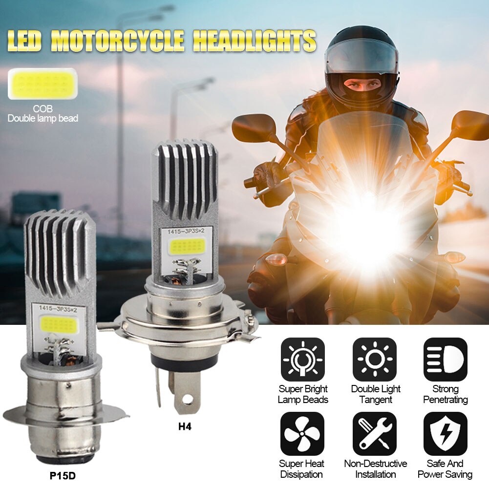 H4 P15D Led Motorfiets Koplamp Cob Chip Universal Motor Head Lamp Moto Drl Hi Lo Lamp Super Heldere verlichting