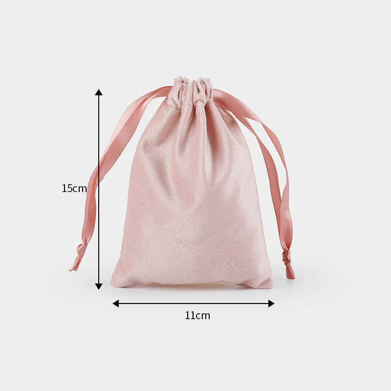 10 Pcs/Lot Christams Package Flannel Bags with Satin Drawstring Wedding Party Soft Fabric Velvet Pouch Dustbag: pink 11x15cm