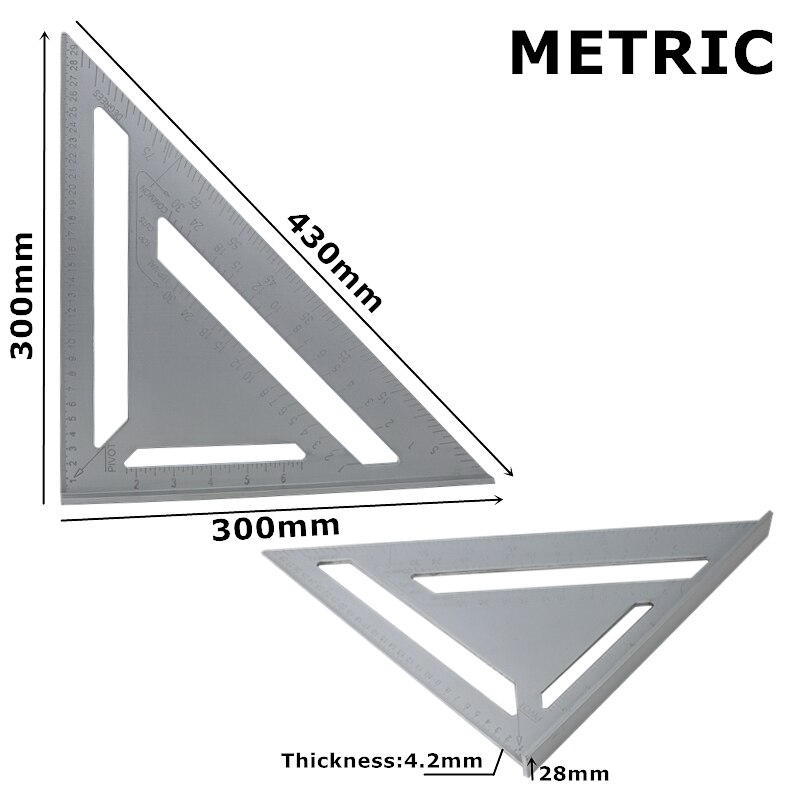 7 ''/12" Driehoek Heerser Vierkante Hoek Gradenboog Aluminium Haakse Heerser Voor Building Framing Carpenter Meten gereedschap