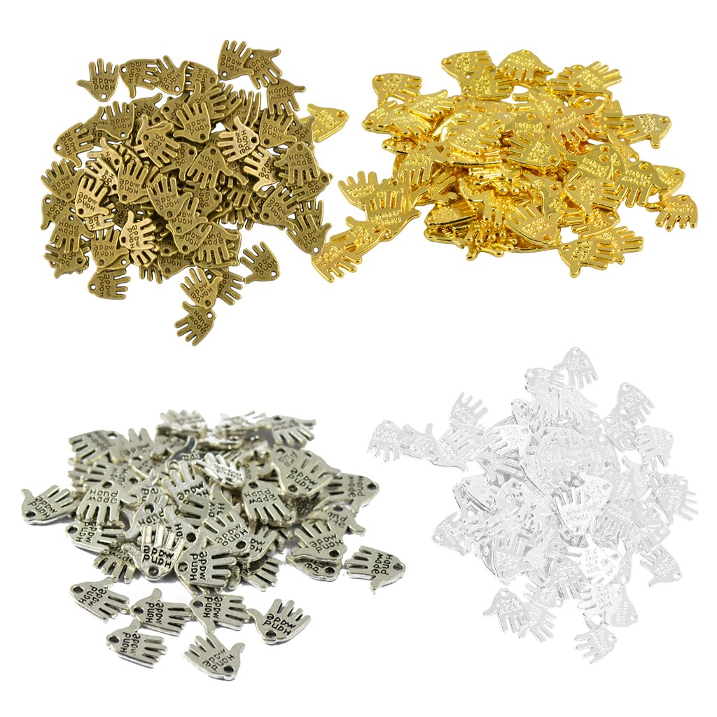 200 Stuks Hand Gemaakt Label Hand Palm Vinger Vormige Charms Hanger Bevindingen